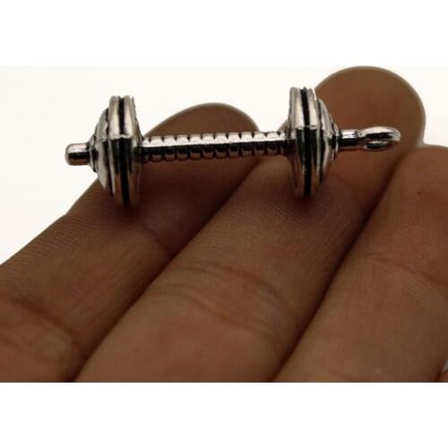 5pc Wholesale Price Big Dumbbell Charms 12*34mmAntique Silver Plated Pendant For Handmade Jewelry Accessories