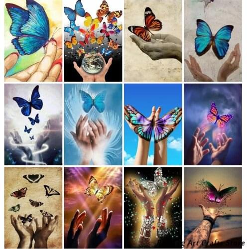 5D Diy Diamond Painting Beautiful Butterfly Full Round Square Drill Cross Stitch Kits Embroidery Mosaic Pictures Home Decoration