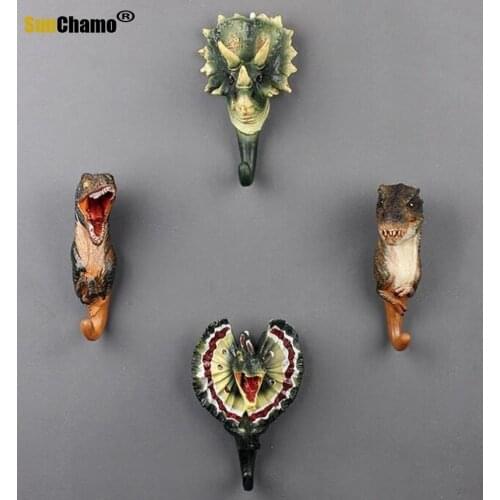 American Decorative Hook Jurassic World Creative Resin Animal Model Dinosaur Coat Hook Triceratops Wall Hanging Hook