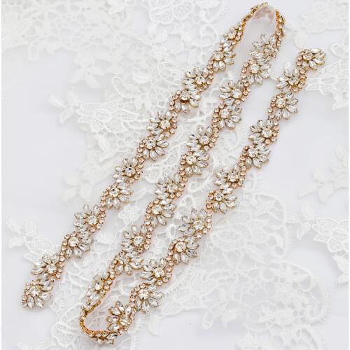 WENXI 10pcs Rhinestone Applique Handmade Sewing Silver Gold Color Bridal Beaded Crystal For Wedding Dresses Sash Belt WX816