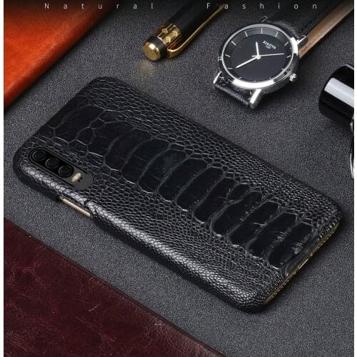 Natural Ostrich Leather case For Huawei p30 P20 Lite pro Mate 20 leather phone case for Honor 20 20 Pro 9x v20 protection sleeve