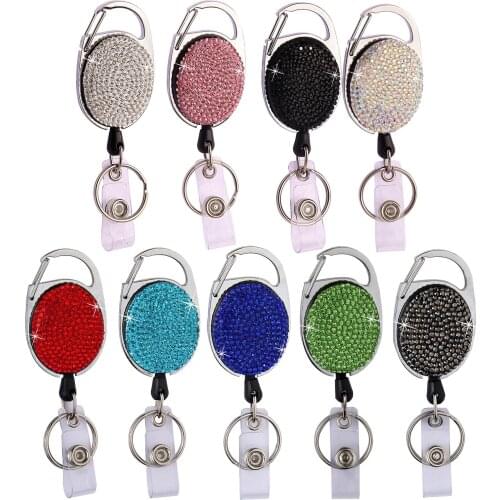 BADGE REEL HOLDER RETRACTABLE RECOIL ID CARD HOLDER KEY CHAIN CARABINER CLIP