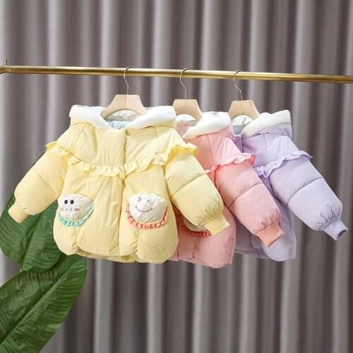 Childrens Clothing Girls Padded Jacket Winter Plus Velvet Thick Hooded Long-sleeved Cotton Jacket 2020 Winter Girls Warm Jacket