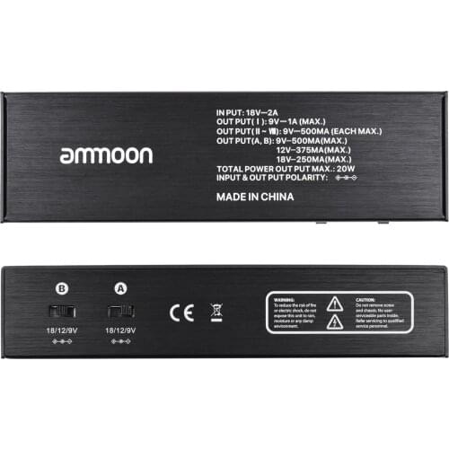 Ammoon PP-1 Guitar Effects Power Supply Station Distributor 10 Isolated DC Outputs for 9V/ 12V/ 18V Effectors Full Metal Shell