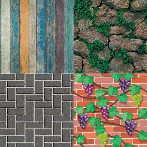 Home Decor 3D PVC Wood Grain Wall Stickers Paper Brick Stone wallpaper Rustic Effect Self-adhesive Home Decor Sticker Room