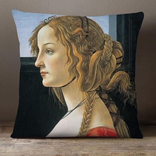 European Lady Cushion Covers Oil Painting Beige Linen Pillow Case Sofa Decoration Good Quality Linen