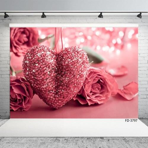 Red Heart Flowers Bokeh Photo Backgrounds Computer Printed Photography Backdrop for Wedding Lovers Valentines Day Photophone