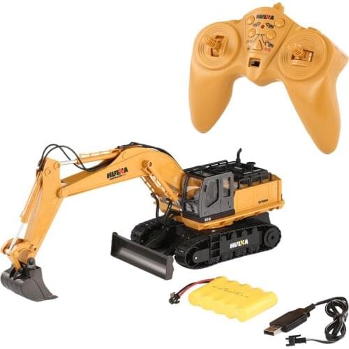 HUINA TOYS 1510 2.4G 1/16 11CH Alloy RC Excavator Truck Engineering Construction Vehicle with 680° Rotation Sound Light