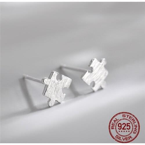 INEFFA Jigsaw Stud Earrings For Women Party Trendy Real 925 Sterling Silver Fine Jewelry Fashion Accessories Girl Women Earring