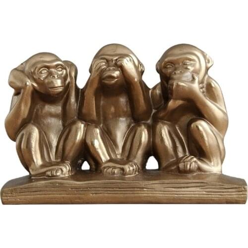 EUROPEAN STYLE ART THREE WISE MONKEYS STATUES ORANGUTAN FIGURINE ANIMAL RESIN CRAFTS HOME DECORATIONS ORNAMENTS R1390