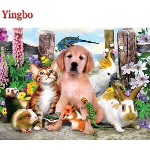 Diamond Painting Full Square Round Drill Rose Cat dog bunny parrot garden flower 5D Diamond Embroidery Diamond Mosaic puzzle art