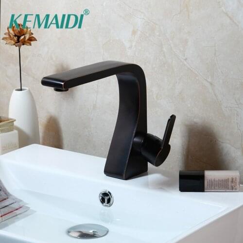 KEMAIDI New Design Oil Rubbed Black Bronze Bathroom Faucet 1 Handle Basin Bathroom Deck Mount Sink Vanity Tap Mixer Faucet