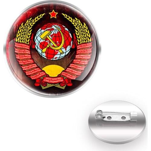 Classic National Emblem of Russia Brooches Collar Pin Glass Convex Dome Decoration Accessories Glift