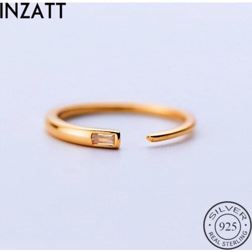 INZATT Real 925 Sterling Silver Zircon Adjustable Ring For Fashion Women Party Cute Fine Jewelry Minimalist Accessories 2020