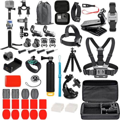 SOOCOO Action Camera Accessories Set For gopro hero 9 8 7 6 For Xiaomi Yi Case Kit Strap Mount Selfie Stick Motorcycle Backpack