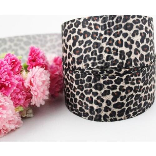 Leopard black printed grosgrain ribbon blue ribbon DIY Hair Bow sewing supplies 16mm 22mm 25mm 38mm 57mm 75mm