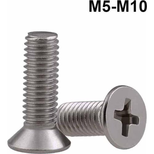 M5 M6 M8 M10 304 Stainless steel Phillips Cross Flat Countersunk Head Screw Bolt Length 6-100mm