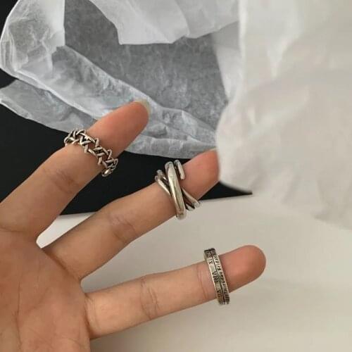 Fashion Simple Creative 3PCS Irregular Lines Ring Set Adjustable Open Finger Rings Hip Hop Jewelry Accessories Gift