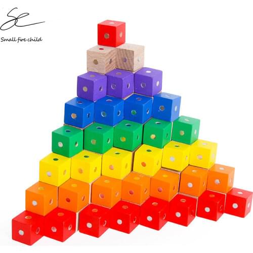 New Montessori Baby Toys 2*2*2cm Square Cube Rainbow Magnetic Blocks Wooden Toys for Kids Building Assembling Blocks Educational