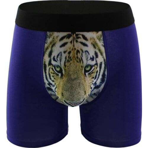 Men Long Boxer 3D Print Tiger Men Underwear Boxer Shorts Panties Man Natural Cotton Big Size Sexy Comfortable and Soft Boxers