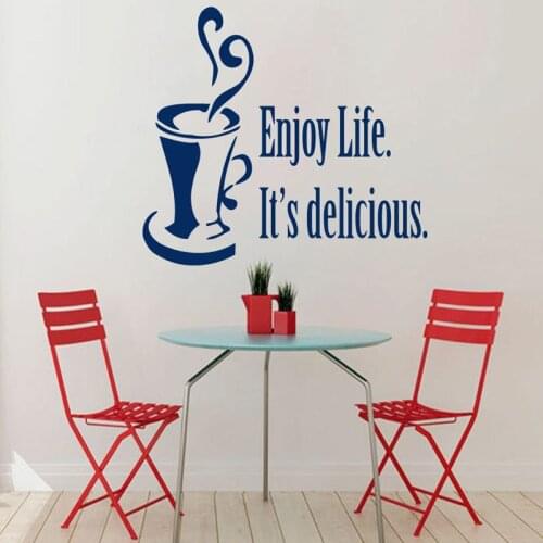 Enjoy Life ItS Delicious Wall Decals Sticker Coffee Tea Cup Removable Vinyl Wall Stickers For Dining Room