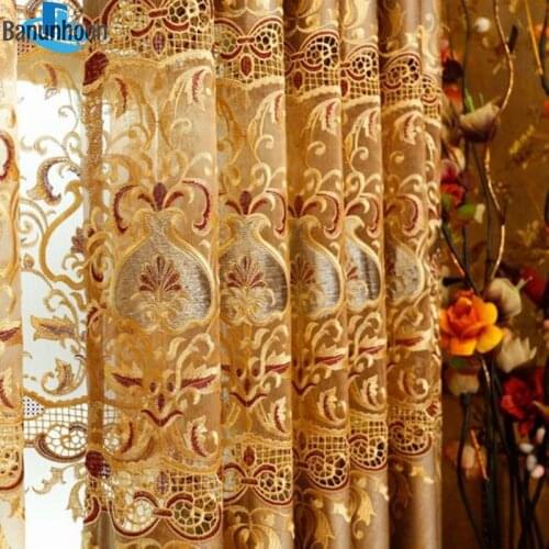 New Curtains Royal Embroidered For Living Room window Luxury Tulle For Bedroom Hollow Customize Drapes