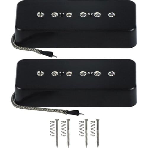 NEW Set of Neck & Bridge Soap Bar Vintage Alnico 5 P90 P 90 Guitar Pickups Black For LP Style Electric Guitar