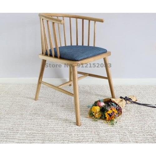 Haishenglin dining chair solid wood chair home Nordic restaurant desk retro backrest makeup original wood coffee chair
