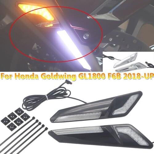 For Honda Goldwing GL1800 F6B 2018-UP Motorcycle Front Brake Fork Mounted NAV LED Lights In Chrome Or Black 2019 2020