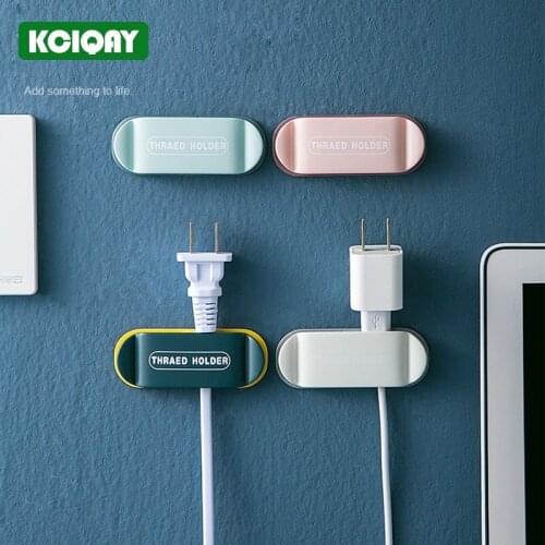 4Pcs Plastic Cable Organizer Plug Socket Holder Wall Hook USB Cable Winder Cable Collector Kitchen Home Office Desktop Organizer