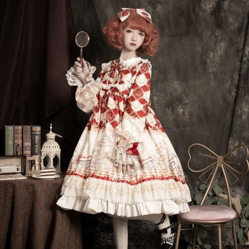 Sweet Lolita Dress ~ Childhood Dream OP~ Lolita Cute Princess Long Sleeve Vintage Victorian Gothic Princess Tea Party Dresses