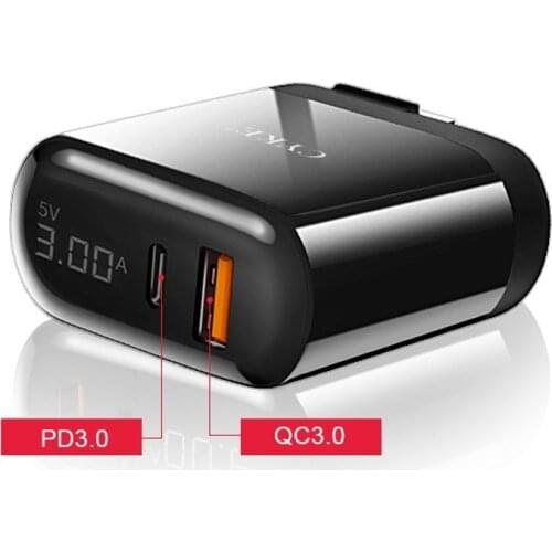 Suitable for Iphone 12 PD Charging Head Fast Charge 18w QC3.0 Dual-port Digital Display 3C Certified Mobile Phone Charger