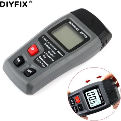 Portable 0-99.9% Wood Moisture Meter Two Pins Digital Wood Humidity Tester Hygrometer Timber Damp Detector Large LCD Display