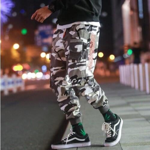 Multi-pocket personality fashion loose mens pants camouflage harem pant men feet trousers pantalones hombre cargo pantalon homme