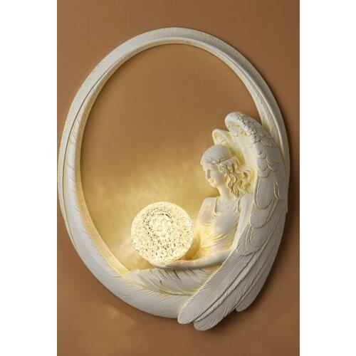 Modern Simple Resin Wall Lamps Living Room Background Wall Decor Angel Wall Lights Nordic Creative Light Luxury Bedroom Bed Lamp