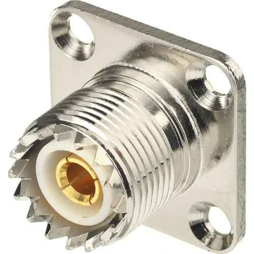 Superbat 10pcs UHF 4 Hole Panel Mount Jack with Solder Cup RF Coaxial Connector