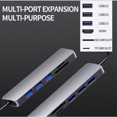 USB 3.0 HUB Type C Dock 6 in 1 Mobile Phone USB-C 4K Compatible VGA RJ45 PD SD TF USB Hub Splitter Port For Macbook Pro Xiomi PC