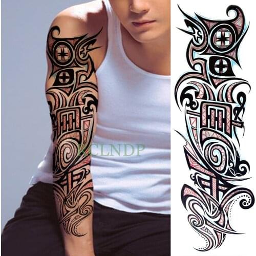 Waterproof Temporary Tattoo Sticker Primitive tribe Totems full arm fake tatto large size flash tatoo sleeve for men women girl