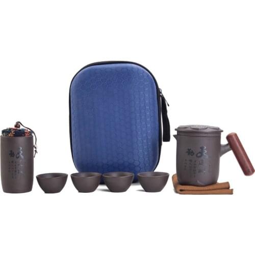 Yixing Kung fu Tea set,Beautiful and easy teapot kettle,Chinese Travel Portable Purple sand Teaset,Coffee Cup Wine Set gaiwan