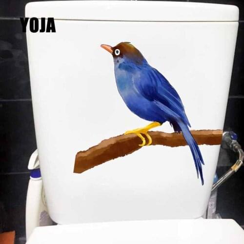 YOJA 23.5X22.5CM A Blue Bird Was Standing On A Branch Funny Wall Stickers Bedroom Home Decor Toilet Decal T5-0754