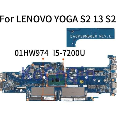 01HW974 01YT021 Laptop motherboard For LENOVO YOGA S2 13 S2 Core SR2ZU I5-7200U Notebook Mainboard DA0PS9MB8E0 DDR4
