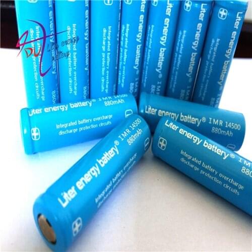 10pcs! Liter energy battery 3.7V 880mAh 14500 Li-ion Rechargeable Battery for LED Flashlight Headlamp Bicycle Lamp
