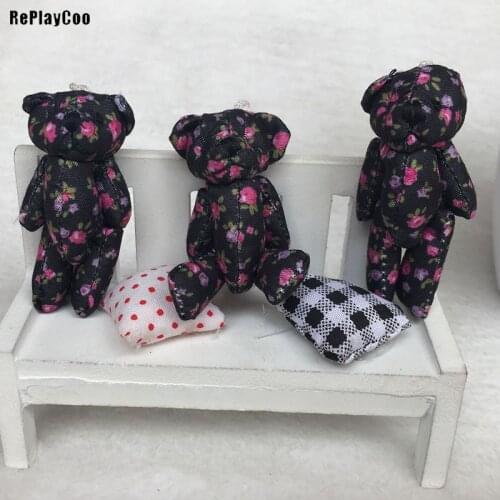 100PCS/LOTMini Teddy Bear Stuffed Plush Toys Small Bear Stuffed Toys 6cm black pelucia Pendant Kids Birthday Gift HMR031