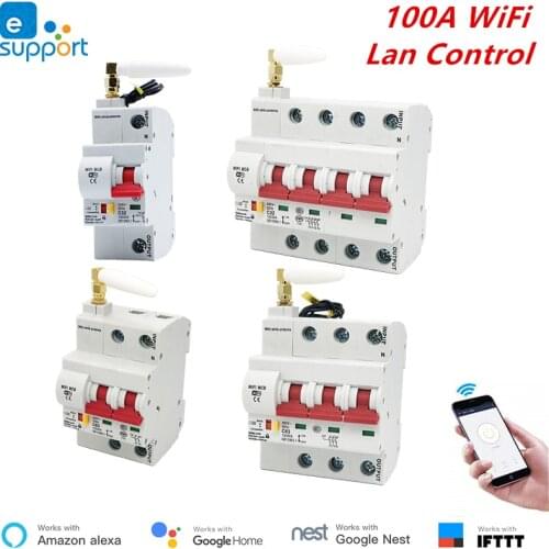100A eWeLink WiFi Smart Circuit Breaker Automatic Switch Overload Short Circuit Protection , Works With Alexa and Google Home