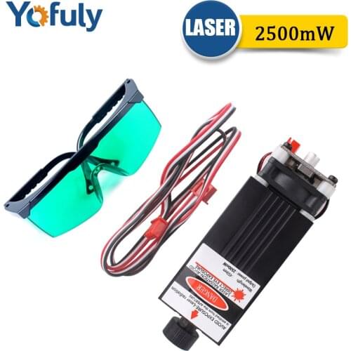 2.5W Laser Tube 450NM for DIY Laser Engraver Focusing Blue Violet 2500mw Power Laser Head Module with Free Safe Goggles