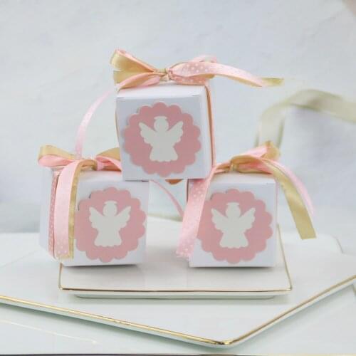 20pcs/set Angel Pattern Baby Shower Decoration Paper Gift Box Wedding Candy box Square Box