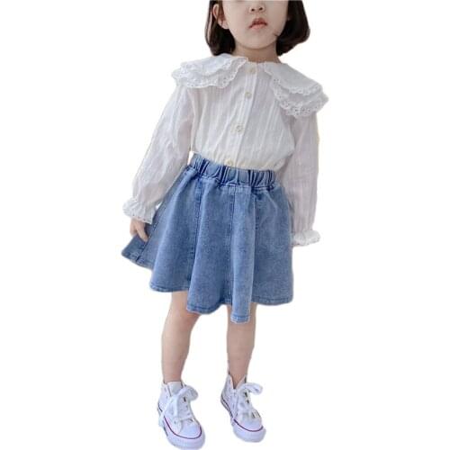 2021 New Summer Girl Skirts Children Denim Skirt Baby Fashion All-Match Casual Kids Solid Color Short skirt For Girl Clothes2-7T