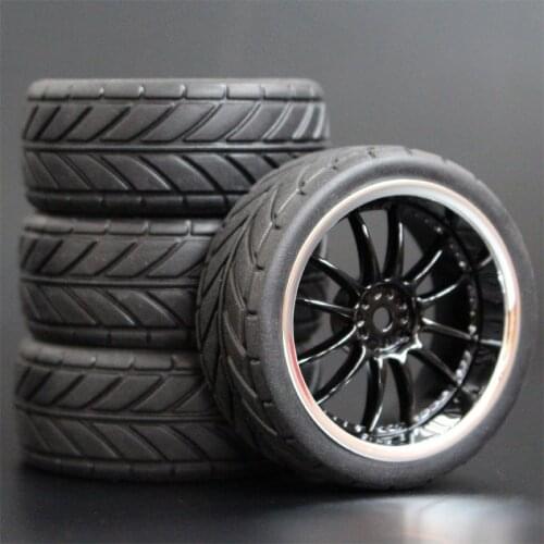 4pcs 1/10 On-Road Car Tires 26*64MM Plastic Wheel Rim Rubber Tyre 6012 for HSP Tamiya HPI Kyosho 94122 94123 D3 D4 tt02