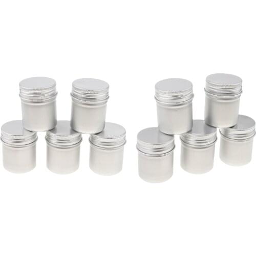 50 ml Silver Aluminum Lip Balm Tin Storage Jar Containers with Screw Cap for Cosmetic, Candles, Wax or Tea ( Pack of 10 )