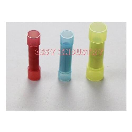 Freeshipping BNYF1.25 2 5 Nylon Insulated Butt Connectors and Splices For 0.5-6mm2 22-10 AWG Wire red blue yellow